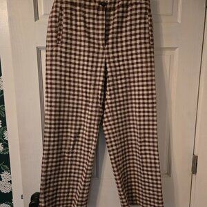 Sezane Martin Crop Trousers Brown/ Ecru Gingham - Size 6